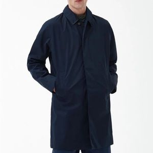 Galeries Lafayette Mens Longline Navy Rain Coat Waterproof Jacket